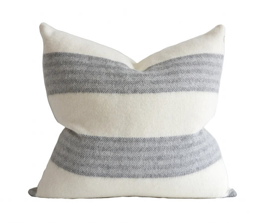 Asa Alpaca Wool Pillow Cover Ivory and Gray Stripe