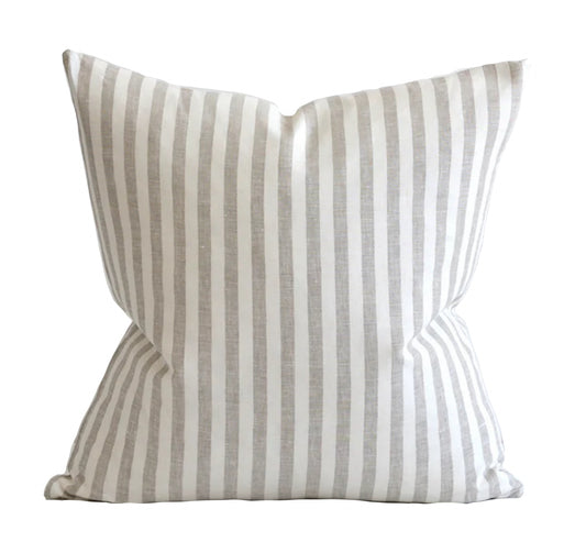 Birch Striped Linen Pillow Made in Canada from 100% European Linen