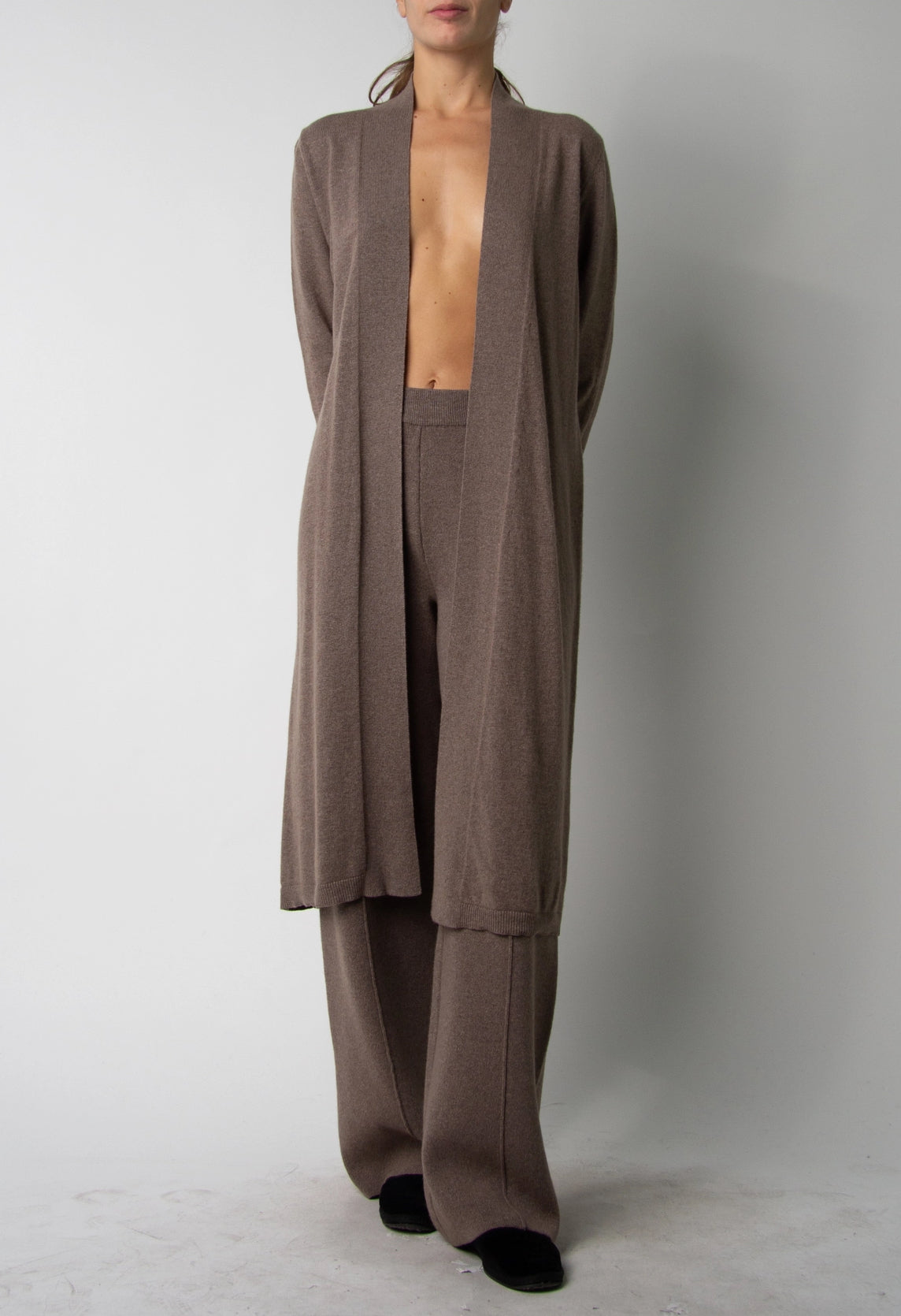 Cashmere-Mix Long Fine Cardigan