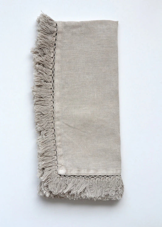 Lola [Fringe Stonewashed-Linen Fringe Napkins] - Set of 4