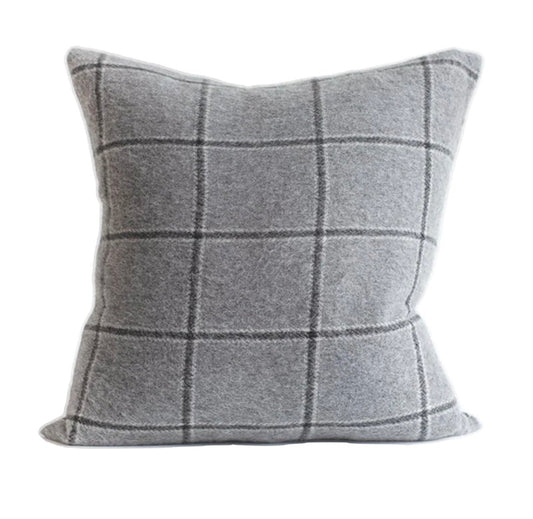 Pewter Check [Wool|Alpaca Pillow Cover]